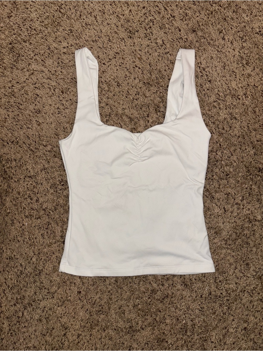 Abercrombie & Fitch White Ruched Scoop Tank